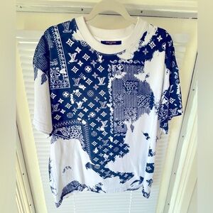 Louis Vuitton Blue Monogram Bandana T-Shirt